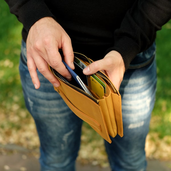 Long portefeuille en cuir à glissière avec fentes pour cartes personnalisé femmes hommes meilleur cadeau