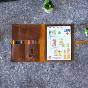 Copertina per schizzi personalizzata, porta album da disegno in pelle, custodia per album da disegno per artisti, copertina per album da disegno, portfolio da disegno, regalo personalizzato per pittore