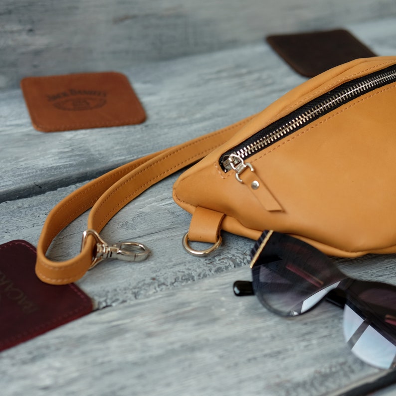 Women Waist Bag Fanny Pack Leather Real Leather Yellow Bum Bag Etsy