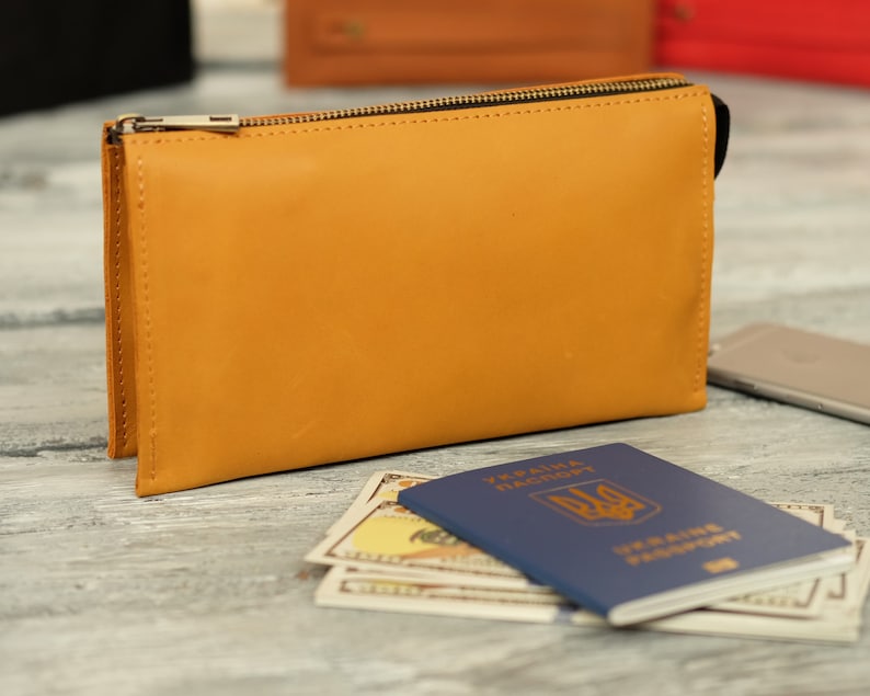 Cartera larga con cremallera, cartera de cuero con grabado, regalo personalizado para hombre y mujer, regalo para mamá, regalo para el Día del Padre, regalo para papá Camel