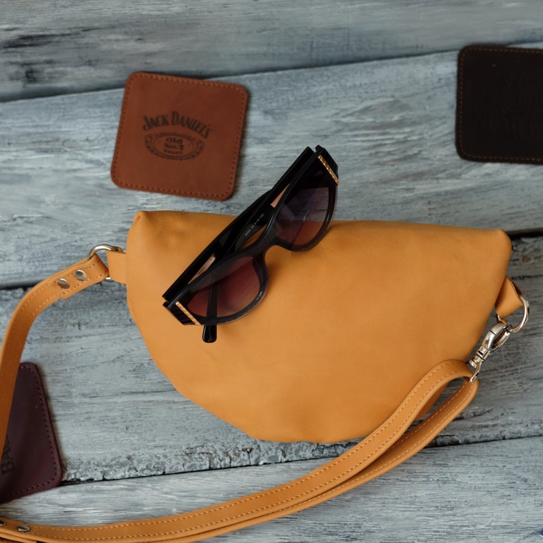 Women Waist Bag Fanny Pack Leather Real Leather Yellow Bum Bag Etsy