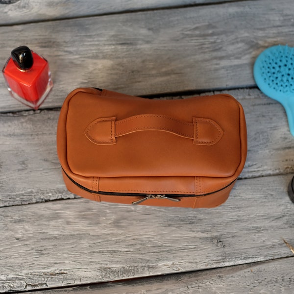 Leather Makeup Bag Etsy