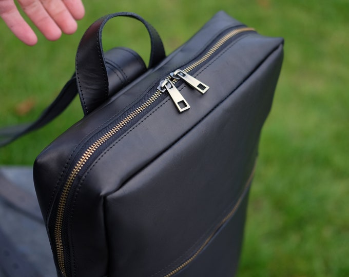 Women leather backpack College Backpack Laptop backpack Men Black leather backpack Brown Backpack Large Laptop| 15.3 x 13.4 inches
