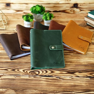 Pasta de couro A5, caderno de argolas, diário recarregável personalizado, planejador personalizado A4 A5 A6, pasta de 6 argolas, presente para colega de trabalho, presente para pai