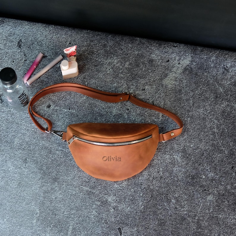 Leather Bum Bag, Womens Fanny Pack, Custom Crossbody Sling Bag, Handmade Waist Bag, Hip Bag, Gift for Mom or Wife