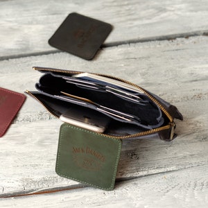 Cartera larga personalizada con asa, cartera de cuero con cremallera, cartera de cuero para hombre con ranuras para tarjetas, el mejor regalo para hombres, cartera grabada imagen 2
