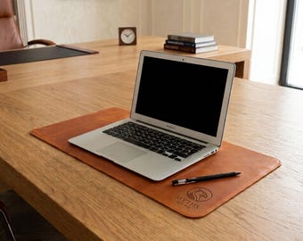Schreibtischunterlage aus Leder für Laptops, großes Mauspad nach Maß, personalisierte Schreibtischmatte mit Logo, Schreibtischzubehör fürs Homeoffice