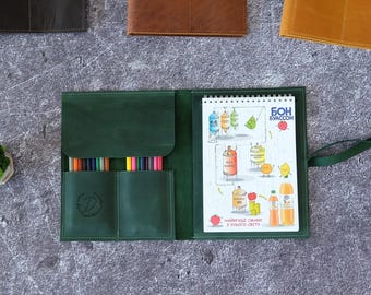Capa de couro para caderno de desenho, porta-caderno personalizado, presente para artistas, portfólio de arte, presente personalizado para pintores, bloco de desenho