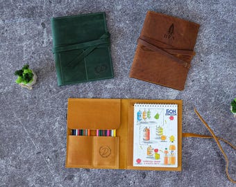 Capa personalizada para caderno de desenho, porta-caderno de desenho, pasta de couro para esboços de artistas, presente personalizado para pintores, bloco de desenho, portfólio de arte