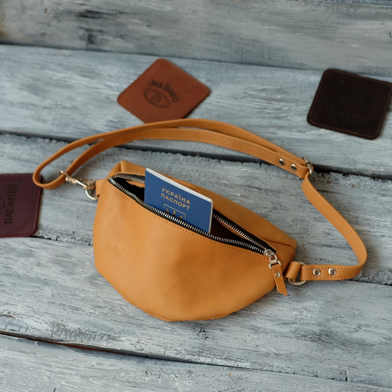 Women Waist Bag Fanny Pack Leather Real Leather Yellow Bum Bag Etsy