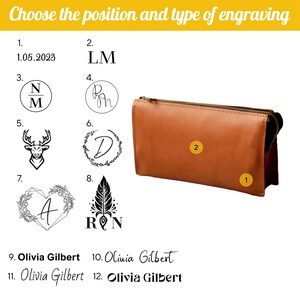 Cartera larga con cremallera, cartera de cuero con grabado, regalo personalizado para hombre y mujer, regalo para mamá, regalo para el Día del Padre, regalo para papá imagen 4