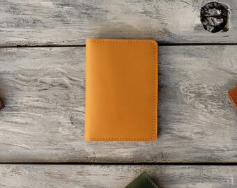 Personalized leather passport holder Passport cover Passport wallet Yellow document wallet