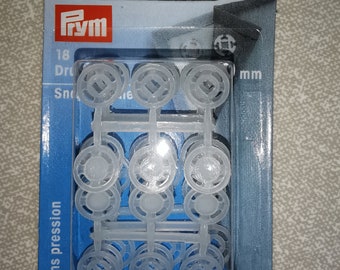 Prym sew-on snap fasteners black & Clear 10mm