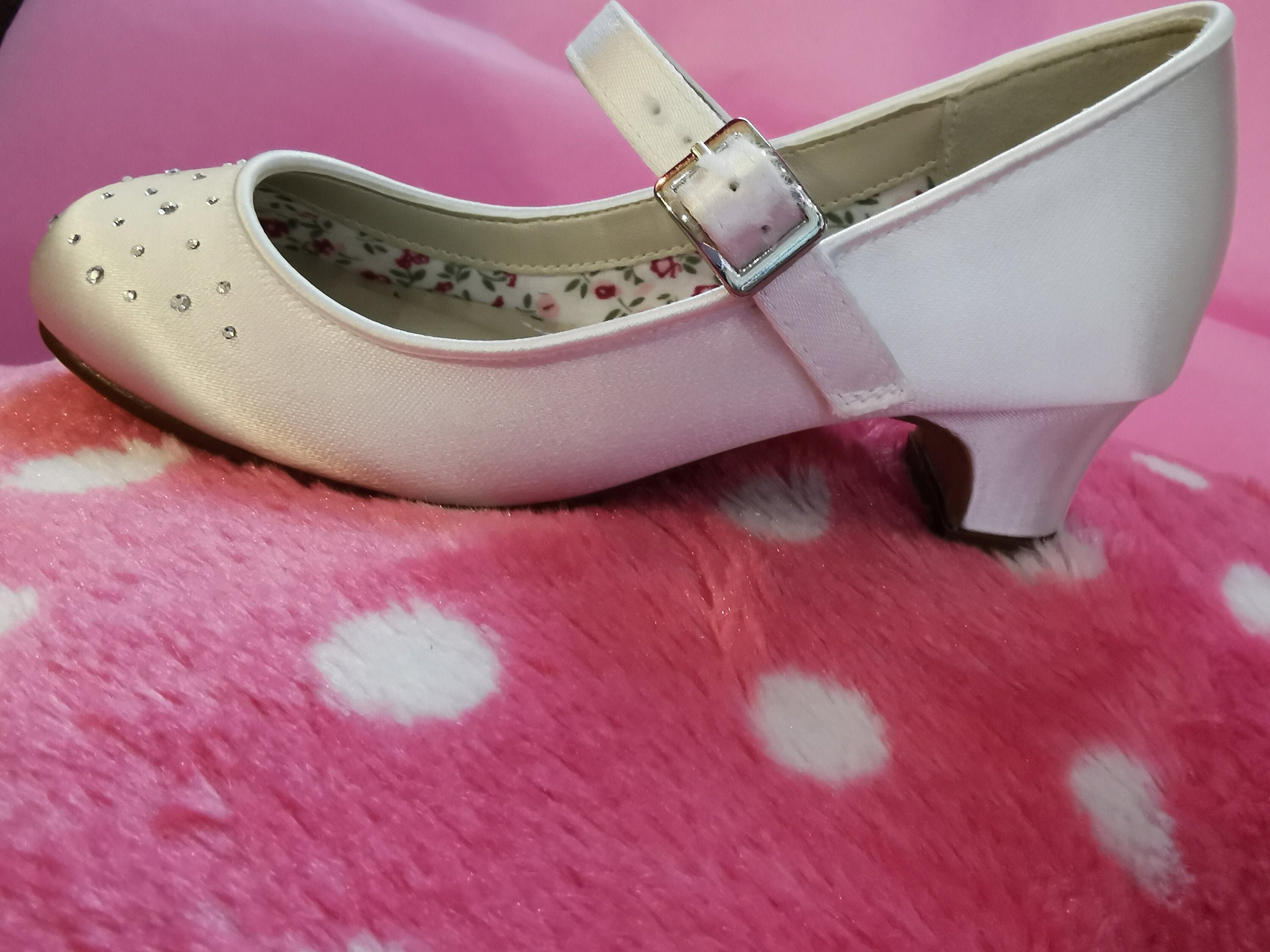 White Satin and Diamante Bow Shoe Clips