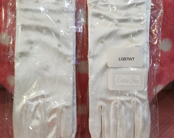 Scatter crystal satin gloves (LG67)
