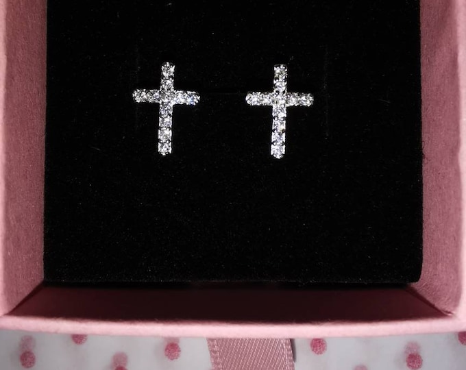 Featured listing image: Diamante Cross Earring,  Sterling Silver