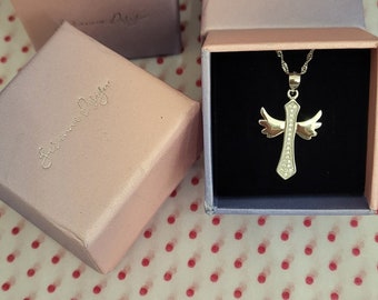 Angel Wing Diamante Cross, Holy Communion/ Confirmation necklace