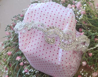 Amanda Wyatt headpiece 1208, Silver, Crystal & Pearl