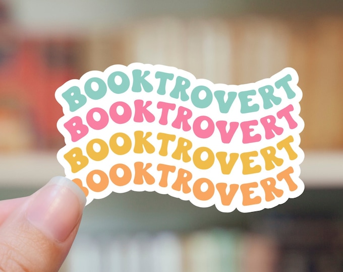 Booktrovert Sticker |  Water bottle Laptop Sticker Reading Books Library Sticker Retro