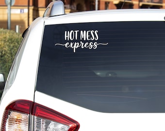 Vinyl Car Decal | Hot Mess Express | Car Vehicle SUV Truck Van Permanent Sticker Momlife New Mom Gift Mom of Twins Triplets Multiples