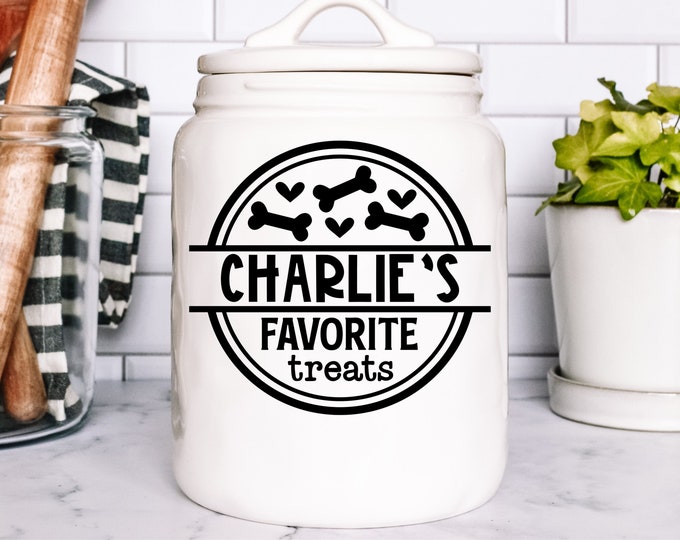 Vinyl Decal Custom Pet Favourite Treats Jar | Personalized Animal Name Customized Stickers | Car Notebook Laptop Vinyl Dog Treats cat Treats