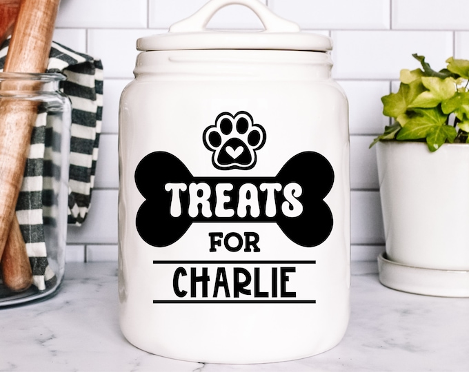 Vinyl Decal Custom Pet Treats Jar | Personalized Animal Name | Car Notebook Laptop Vinyl Dog Treats cat Treats