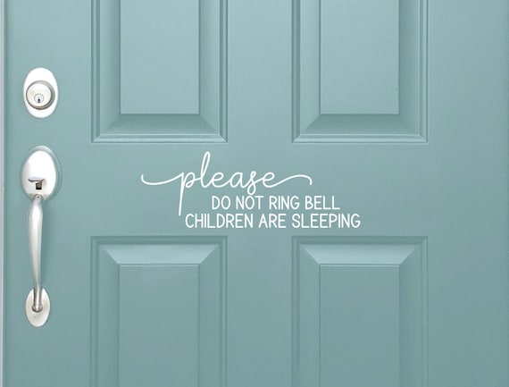 Vinyl Door Decal | Please Do Not Ring Bell Children are Sleeping | Front Door Sign | No Selling No Solicit New Mom Sign Twin Triplet Mom