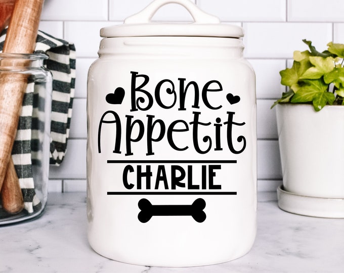 Vinyl Decal Custom Pet Treat Jar | Personalized Animal Name Customized Stickers | Car Notebook Laptop Vinyl Dog Treats cat Treats organize