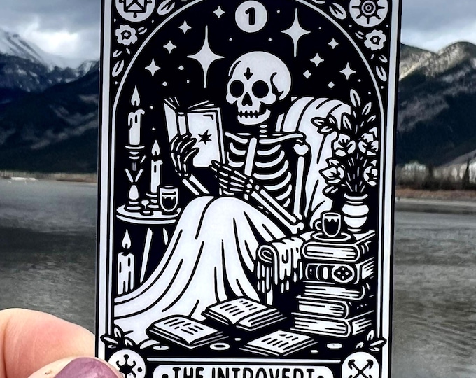The Introvert Tarot Card Sticker | Funny Sarcastic Sticker Decal Vinyl Water Bottle Laptop Notebook Design