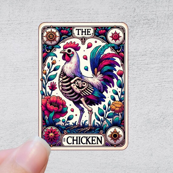 The Chicken Tarot Card Sticker or Magnet | Funny Sarcastic Sticker Decal Vinyl Water Bottle Laptop Notebook Design