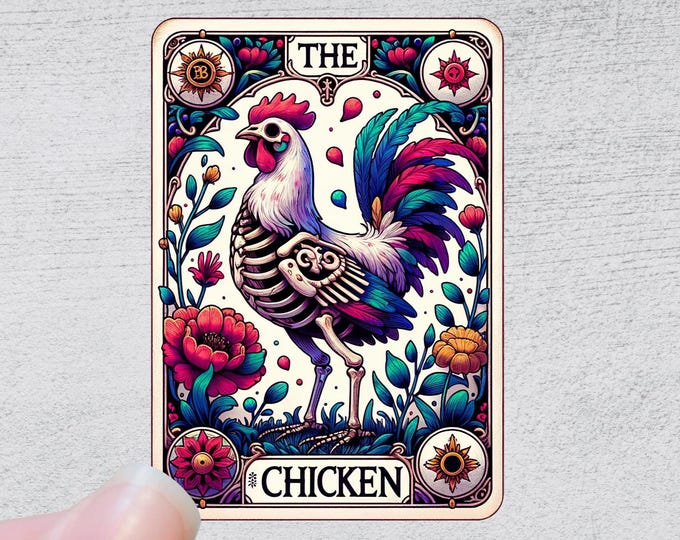 The Chicken Tarot Card Sticker | Funny Sarcastic Sticker Decal Vinyl Water Bottle Laptop Notebook Design