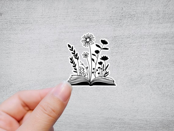 Wildflowers and Book Sticker or Magnet  | Retro Booktok Water bottle Laptop Sticker or Magnet Kindle Ereader Accessory