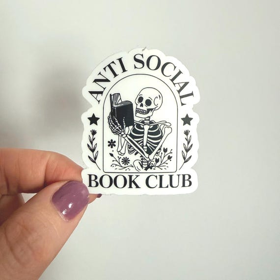 Antisocial Book Club Sticker | Rainbow Water bottle Laptop Reading Books Library