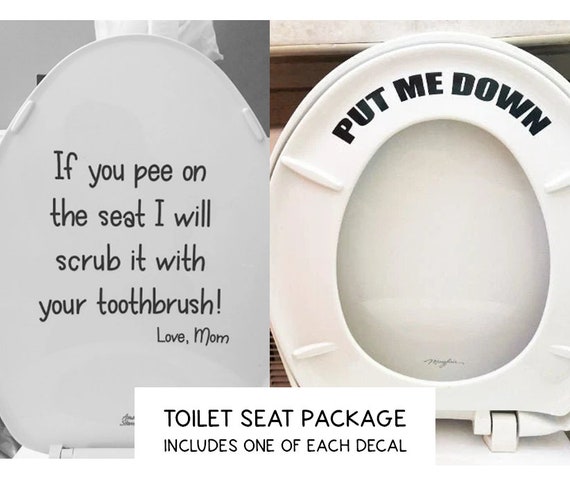 Vinyl Decal Package | If you pee on this seat I will scrub it with your toothbrush and Put Me down | Toilet Bathroom Humour Decal Sticker