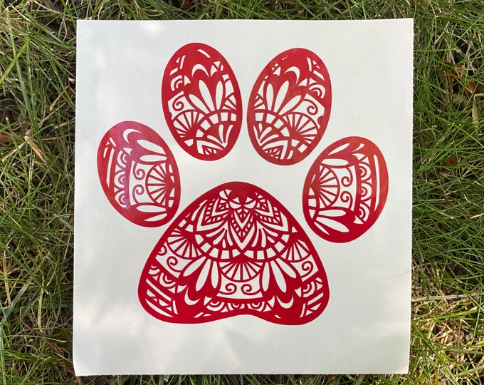 Vinyl Decal Paw Print Mandala | Laptop Car Vehicle SUV Truck Van Permanent Sticker Animal