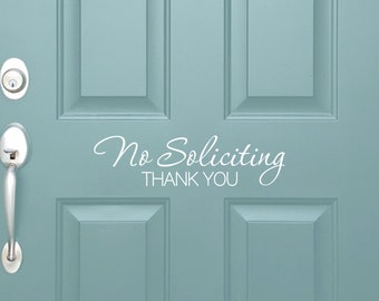 Vinyl Decal No Soliciting Thank You | Front Door Sign | No Selling No Solicit Please Go Away Home Decor Front Door Decal