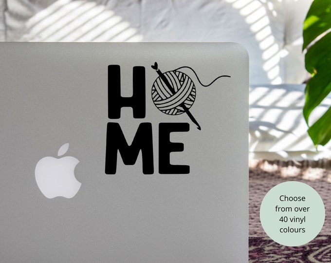 Vinyl Decal Home Crochet | Heartbeat Crochet Hook and Yarn | Car Notebook Sticker Vinyl Laptop Coffee Mug