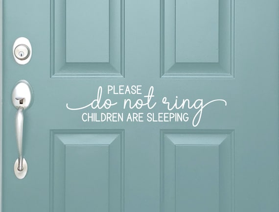 Vinyl Door Decal | Please Do Not Ring Children Sleeping | Front Door Sign | No Selling No Solicit New Mom Sign Twin Triplet Mom