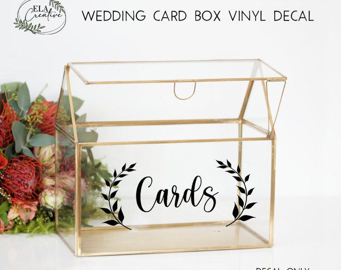 Wedding Cards Vinyl Decal | CARDS only | Wreath Leaves  Decal | Wedding Card Box Decal | Wedding Decor Sticker Decal