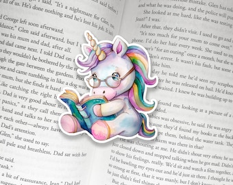 Reading Unicorn Bookworm Book Sticker | Booktok Bookstagram Bookish Sticker | Book lover gift | bookish Merch Kindle Ereader Sticker