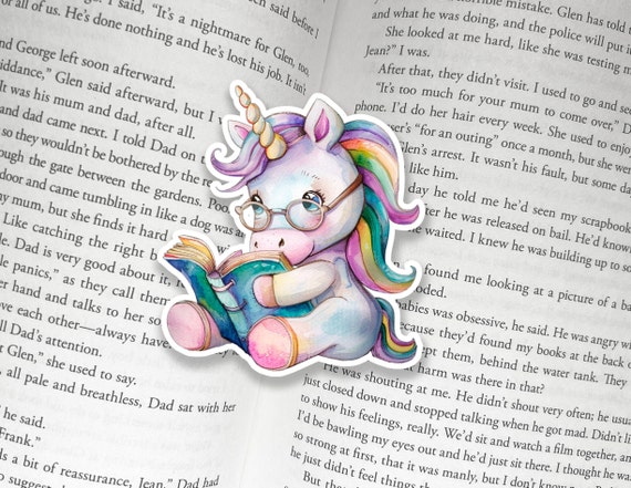 Reading Unicorn Bookworm Book Sticker  | Booktok Bookstagram Bookish Sticker | Book lover gift | bookish Merch Kindle Ereader