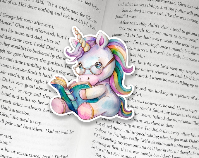 Reading Unicorn Bookworm Book Sticker | Booktok Bookstagram Bookish Sticker | Book lover gift | bookish Merch Kindle Ereader Sticker