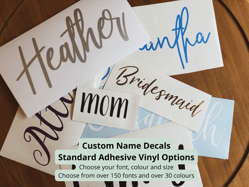 Custom Vinyl Name Decals Choose your colour, font and size image 1