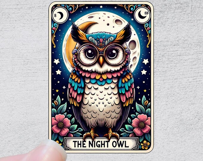 The Night Owl Tarot Card Sticker | Funny Sarcastic Sticker Decal Vinyl Water Bottle Laptop Notebook Design