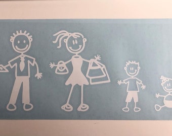 Stick Figure Decals Family Vinyl | Car Vehicle SUV Truck Van Permanent Sticker Choose Your Own Figures
