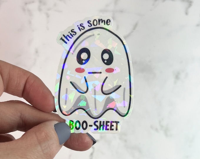 This Is Some Boo-Sheet Sticker |  Ghost Water bottle Laptop Sticker Cute Ghostie Funny Gift for Friend