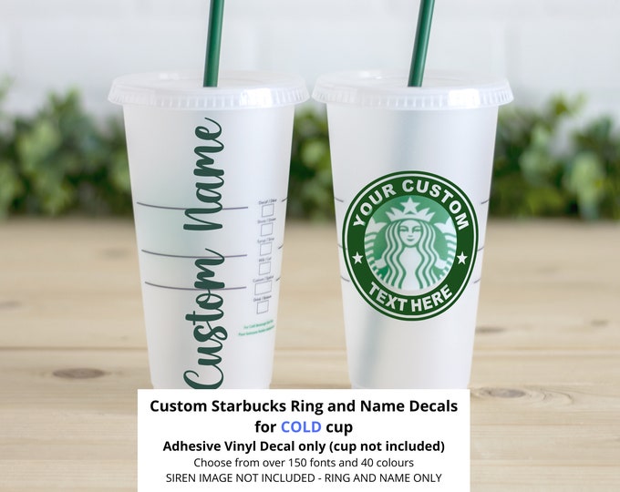 Vinyl Decal Starbucks Cup Ring Decal COLD Cup with Name | Personalized Travel Mug Name Bridesmaid Groomsman Gift Coffee Tea Teacher Bride