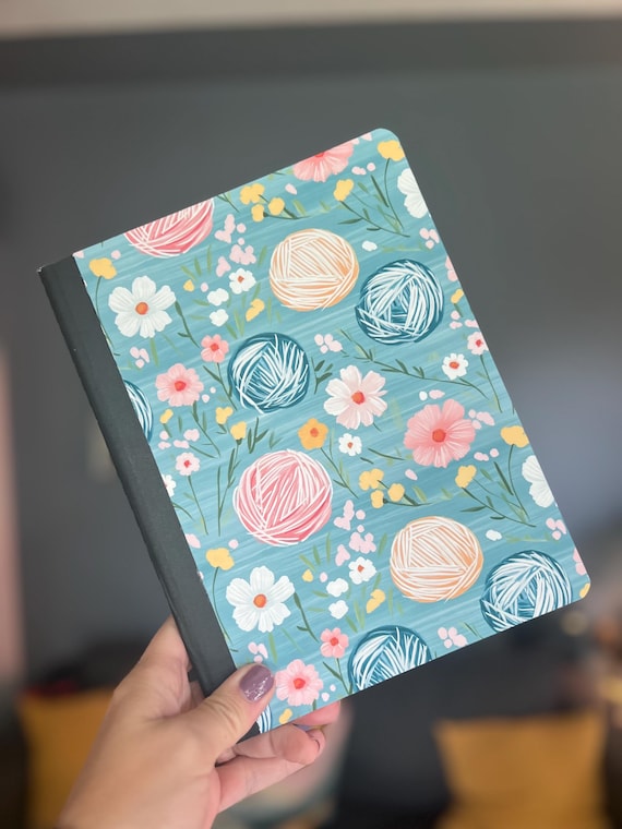 Yarn and Flowers Composition Notebook - Blue
