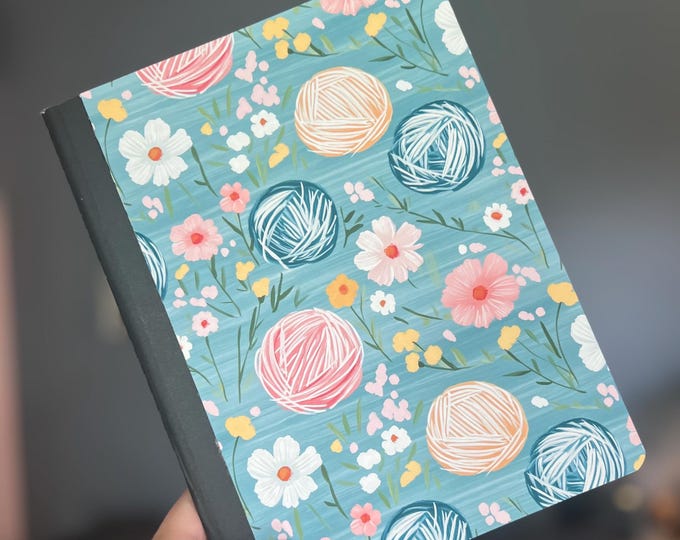 Yarn and Flowers Composition Notebook - Blue