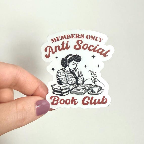 Antisocial Book Club Sticker | Rainbow Water bottle Laptop Reading Books Library